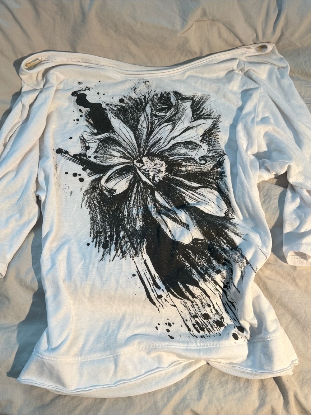 Vintage Stranded White Off The Shoulder Tee